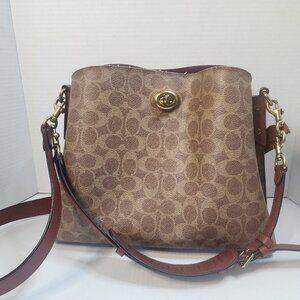 Coach Willow Shoulder Beige Brown Free Bonus Michael Kors